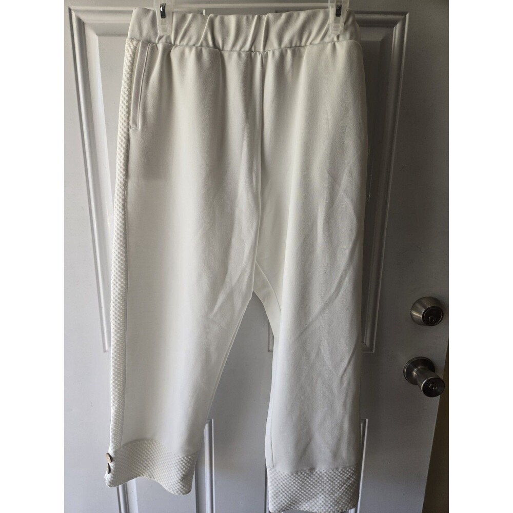 Soft Surroundings Pants Womens Large White Wide Leg Elastic Waist Pockets Beachy